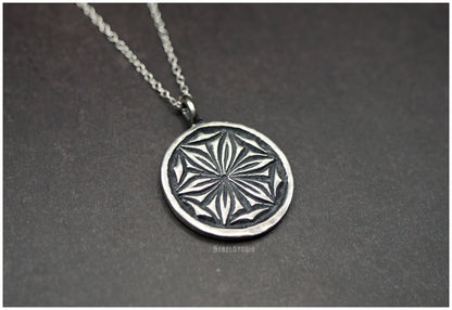 Colgante Roseta hexapétala Daisy plata cadena 2