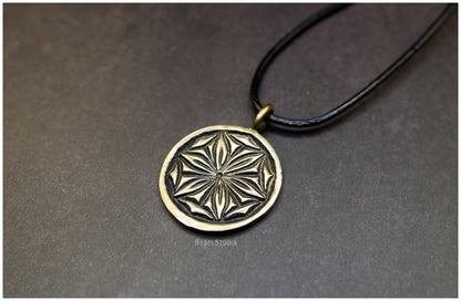 Colgante Roseta hexapétala Daisy bronce lado