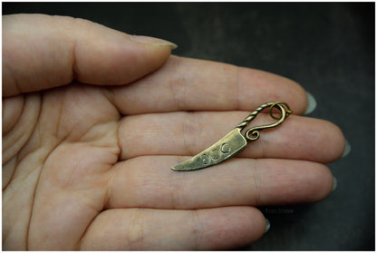 Pendant Athame silver or bronze knife