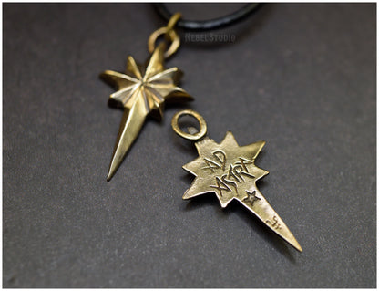 Colgante estrella Ad Astra tamaño mediano bronce reverso
