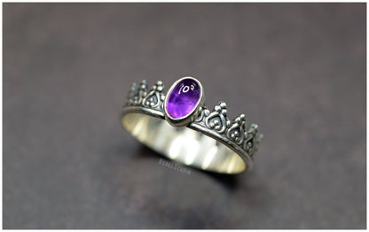 Liquidación Anillo corona Alienor plata amatista óvalo