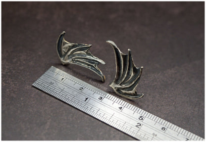 Pendientes Alas de dragón plata Medida grande (Mod.2) medidas