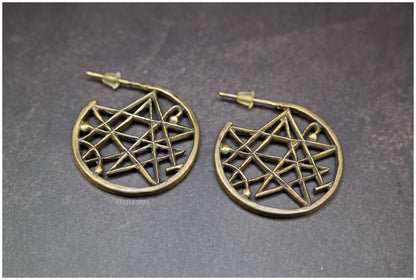Pendientes Necronomicon símbolo bronce