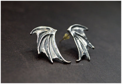Pendientes Alas de dragón plata Medida grande (Mod.2) ángulo