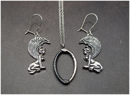 Colgante Auryn plata con pendientes Esfinges