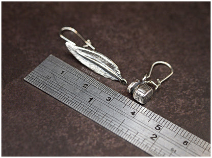 Pendientes "Pluma & Tinta" plata medidas