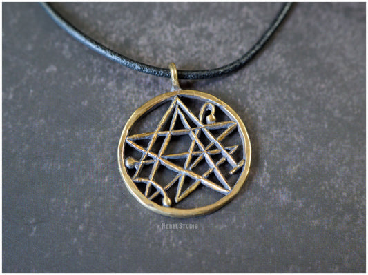 Colgante Necronomicon símbolo sigilo bronce